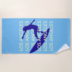 Los Angeles Travel Art, California, Travel, Blue Beach Towel