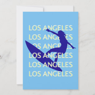 Los Angeles Travel Art, California, Travel, Blue Holiday Card