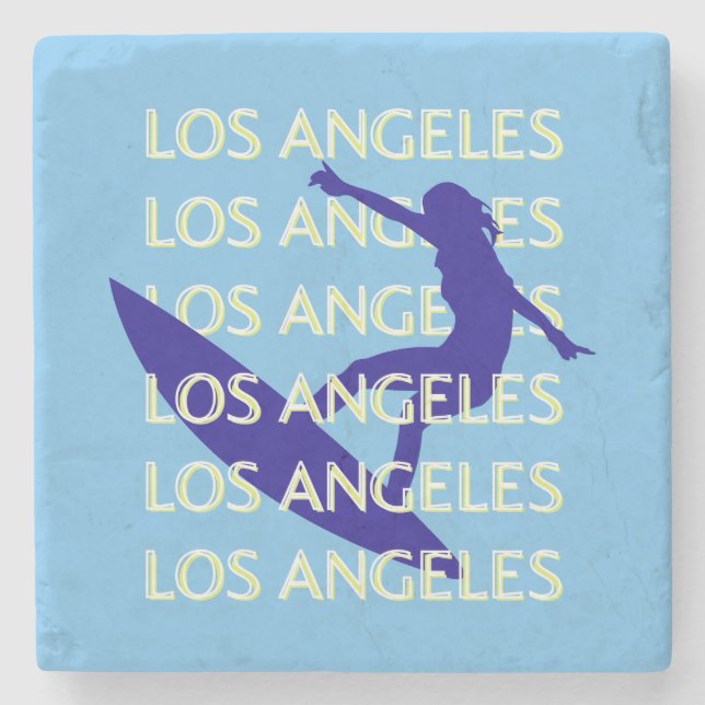 Los Angeles Travel Art, California, Travel, Blue Stone Coaster (Front)