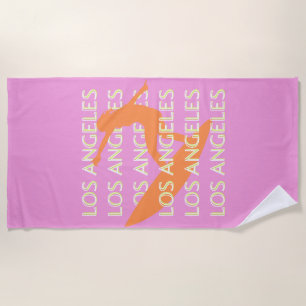Los Angeles Travel Art, California, Travel, Pink Beach Towel
