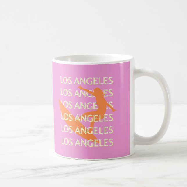 Los Angeles Travel Art, California, Travel, Pink Coffee Mug (Right)