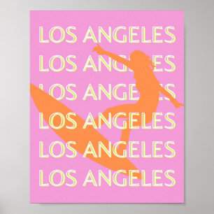 Los Angeles Travel Art, California, Travel, Pink Poster