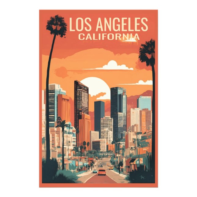 Los Angeles travel illustration, Photo Print (Front)