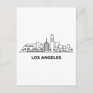 Los Angeles Travel Skyline Minimalist Line Art Postcard