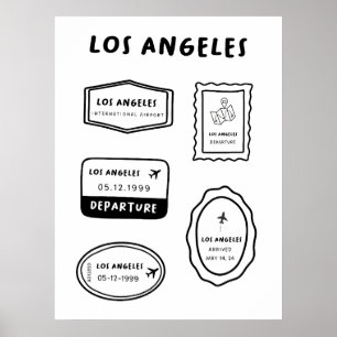 Los Angeles - Travel Stamp Collection   Minimalist Poster