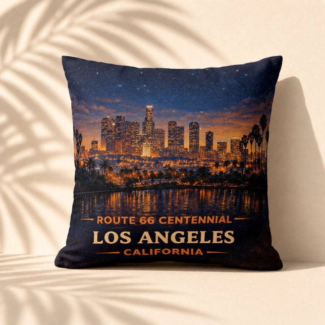 Los Angeles Twilight Palm Starry Highway Cushion (Creator Uploaded)