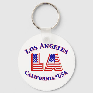 Los Angeles USA Patriotic Logo Key Ring