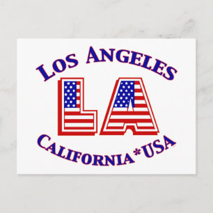 Los Angeles USA Patriotic Red, White & Blue Logo Postcard