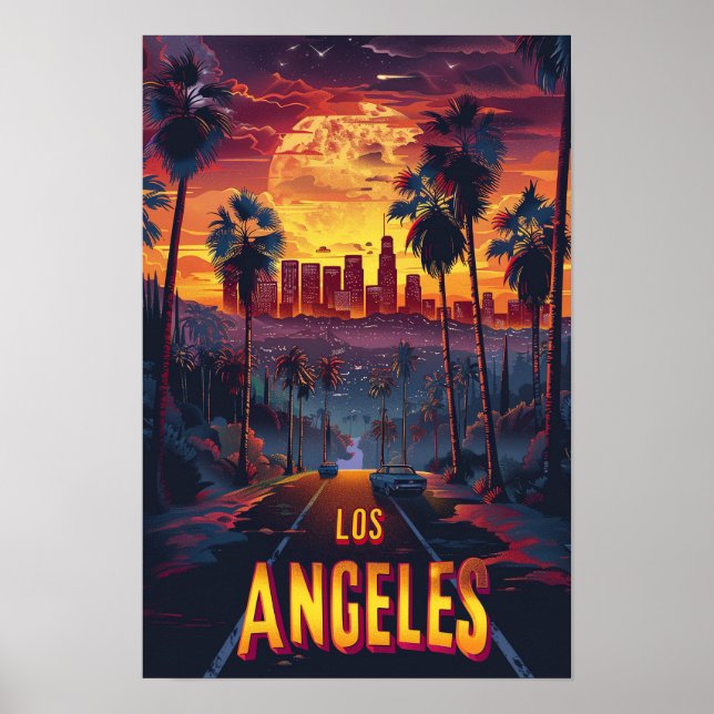 Los Angeles USA Vintage Illustration Travel Poster (Front)