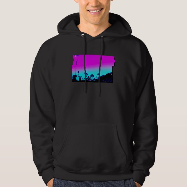 Los Angeles Vaporwave Aesthetic Lights For Men and Hoodie (Front)