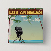 Los angeles vintage camera beach travel poster