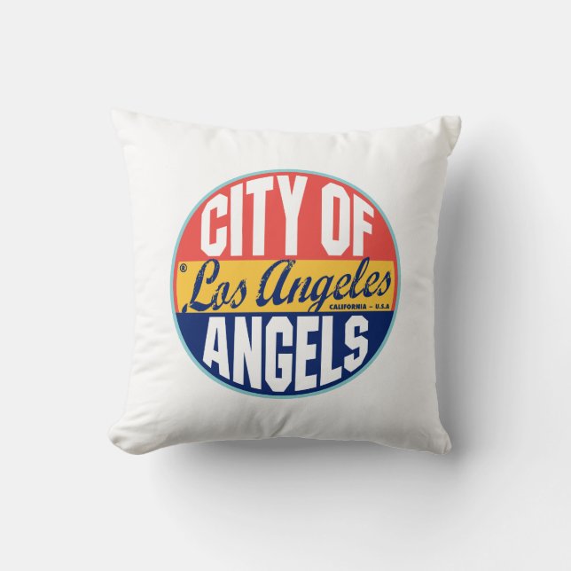Los Angeles Vintage Label Cushion (Front)