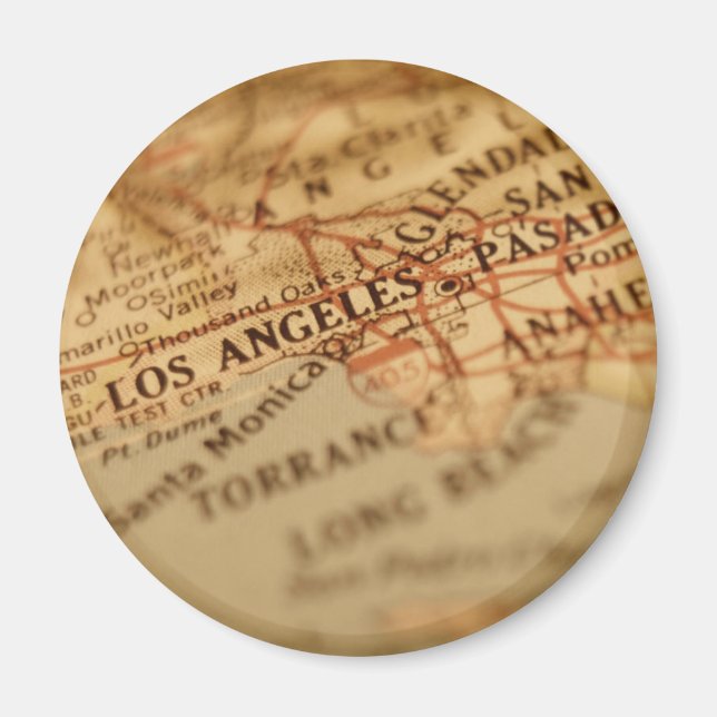 LOS ANGELES Vintage Map Magnet (Front)