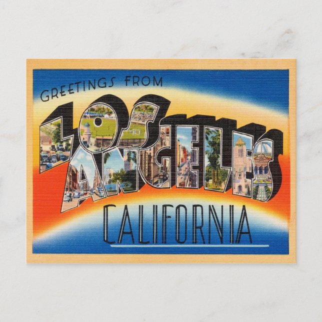 Los Angeles Vintage Travel Postcard Restored (Front)