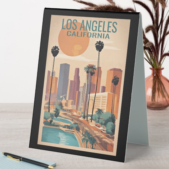 Los Angeles vintage travel poster, (In SItu (Table))