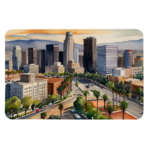 Los Angeles watercolor art Magnet