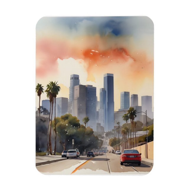 Los Angeles watercolor art Magnet (Vertical)