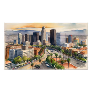 Los Angeles watercolor art Photo Print