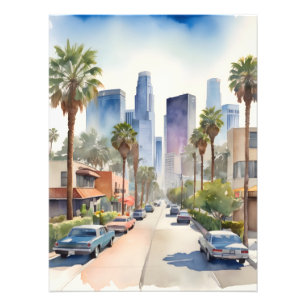Los Angeles watercolor art Photo Print