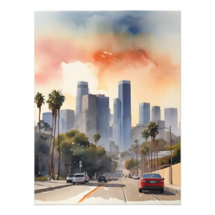 Los Angeles watercolor art Photo Print