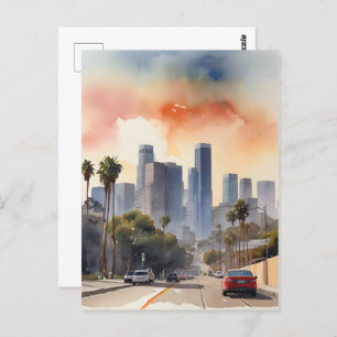 Los Angeles watercolor art Postcard