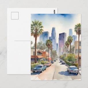 Los Angeles watercolor art Postcard