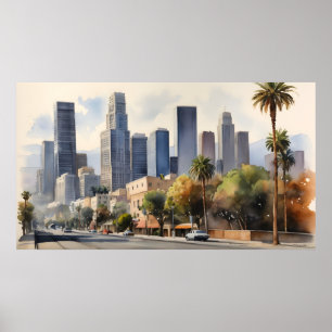 Los Angeles watercolor art Poster