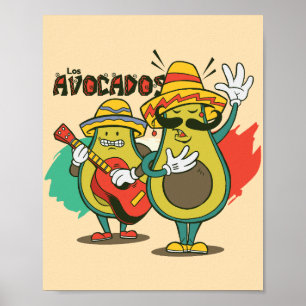 Los Avocados Mariachi Duo Vintage Style Poster