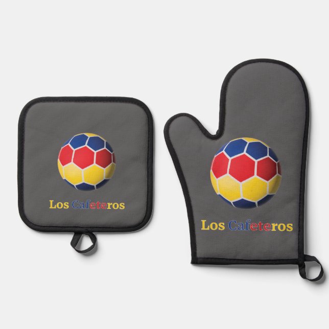 Los Cafeteros Oven Mitt & Pot Holder Set (Front)