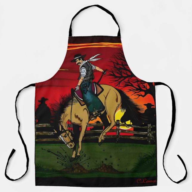 "Los Gauchos" Sandstone Coaster/"The Cowboys" Apron (Front)