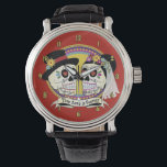 Los Novios (English) Watch<br><div class="desc">Mexican sugar skull wedding couple. Writing on banner is in English and says "True Love is Forever". This design comes in English and Spanish versions, and there are loads of other products for your Dia de los Muertos wedding or party theme!. Makes a great wedding, anniversary or Valentine's Day gift!...</div>
