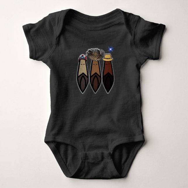 Los Tres Reyes Magos Boricua  Baby Bodysuit (Front)