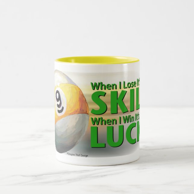 Lose Skill Win Luck 9 Ball Two-Tone Coffee Mug (Center)