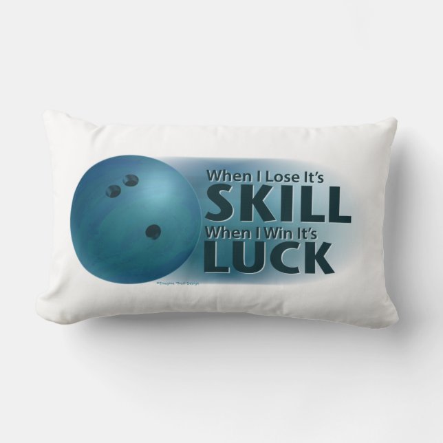 Lose Skill Win Luck Bowling Blue Lumbar Cushion (Front)