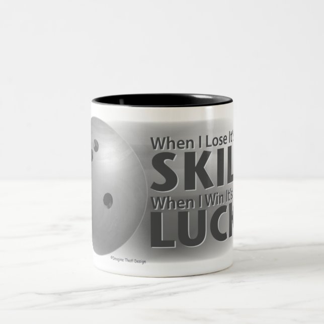 Lose Skill Win Luck Bowling Grey Two-Tone Coffee Mug (Center)