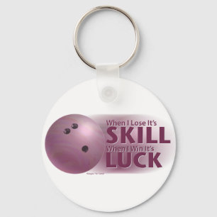 Lose Skill Win Luck Bowling Pink Key Ring