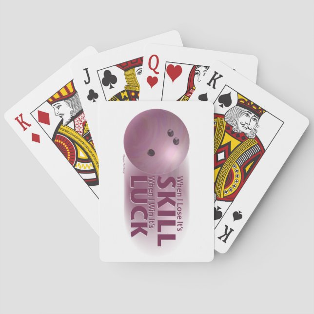 Lose Skill Win Luck Bowling Pink Playing Cards (Back)