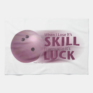 Lose Skill Win Luck Bowling Pink Tea Towel