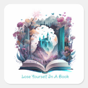 Lose Yourself In A Book, Book Lover Square Sticker