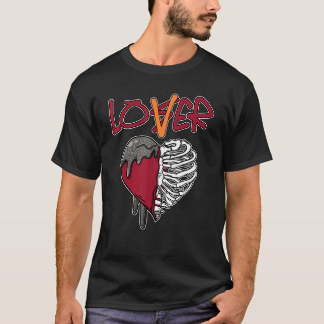Loser  Dripping Heart Retro Cardinal Red 3s Matchi T-Shirt (Front)