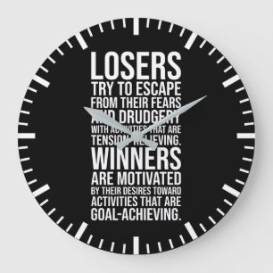 Losers vs Winners - Gym, Hustle, Success Large Clock