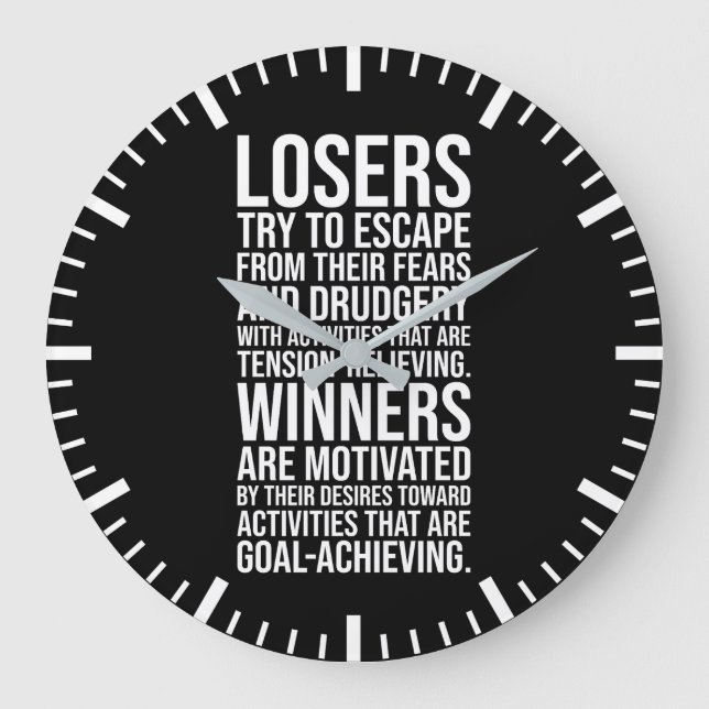 Losers vs Winners - Gym, Hustle, Success Large Clock (Front)