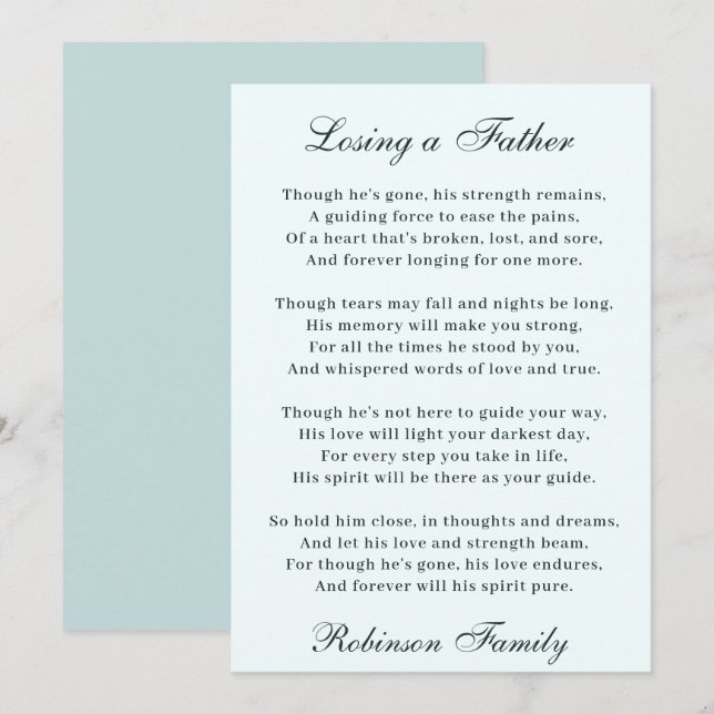 Losing a Father Poem Card (Front/Back)