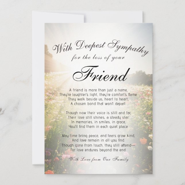 Losing a Friend Memorial  Card (Front)