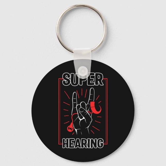 Loss Awareness Super Hearing Cochlear Implant Asl  Key Ring (Front)