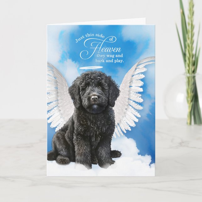 Loss of a Black Labradoodle Dog Pet Sympathy Card (Front)