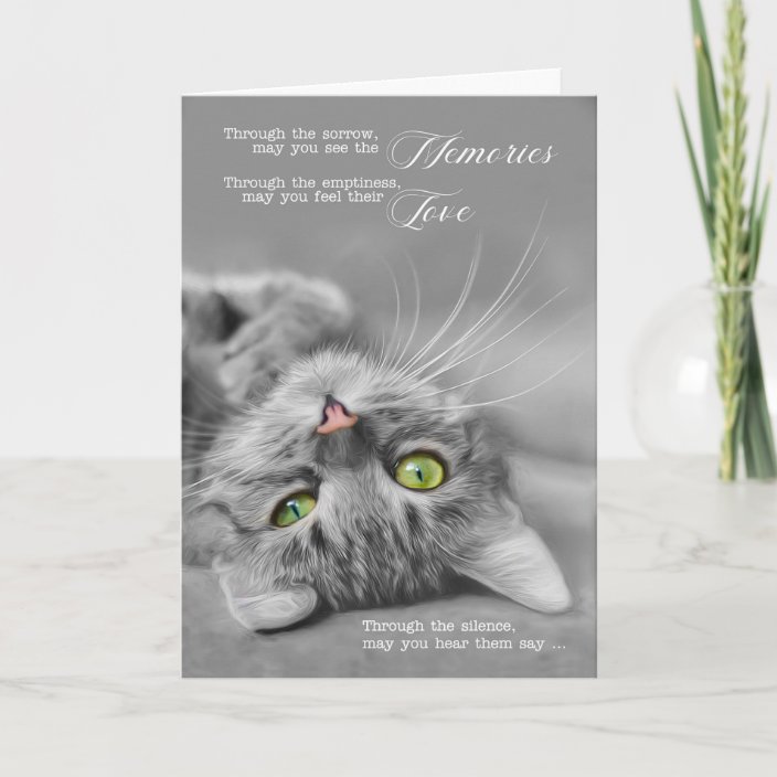 Loss of a Cat Pet Sympathy Silver Tabby Cat Tender Card | Zazzle.com.au