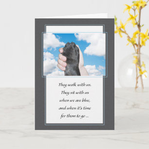 Loss of a Dog Hand Holding a Paw Pet Sympathy Card
