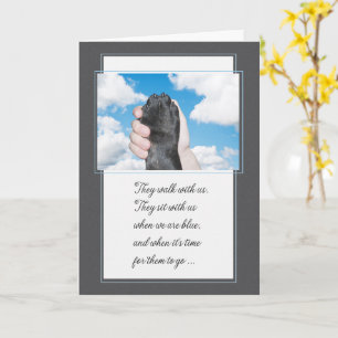 Loss of a Dog Hand Holding a Paw Pet Sympathy Card