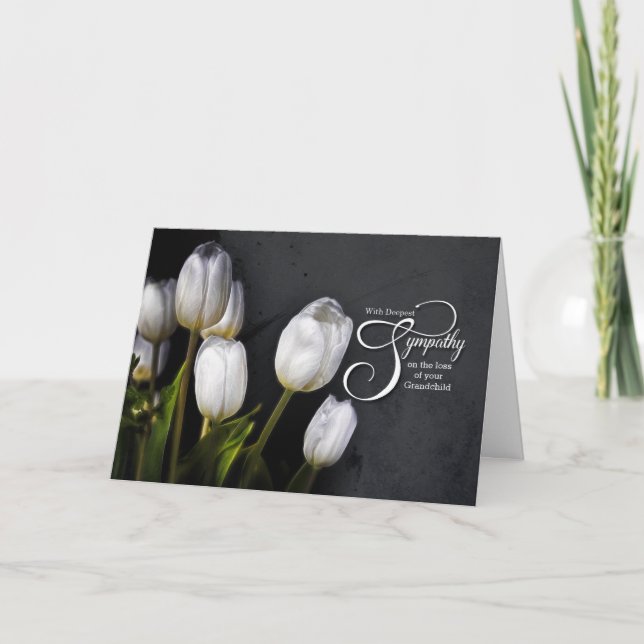 Loss of a Grandchild Sympathy White Tulips Card (Front)